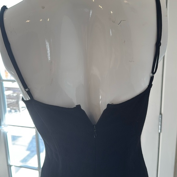 Reformation Square Neckline Adjustable Spaghetti Straps Black Mini Dress Size 2 - Picture 7 of 11